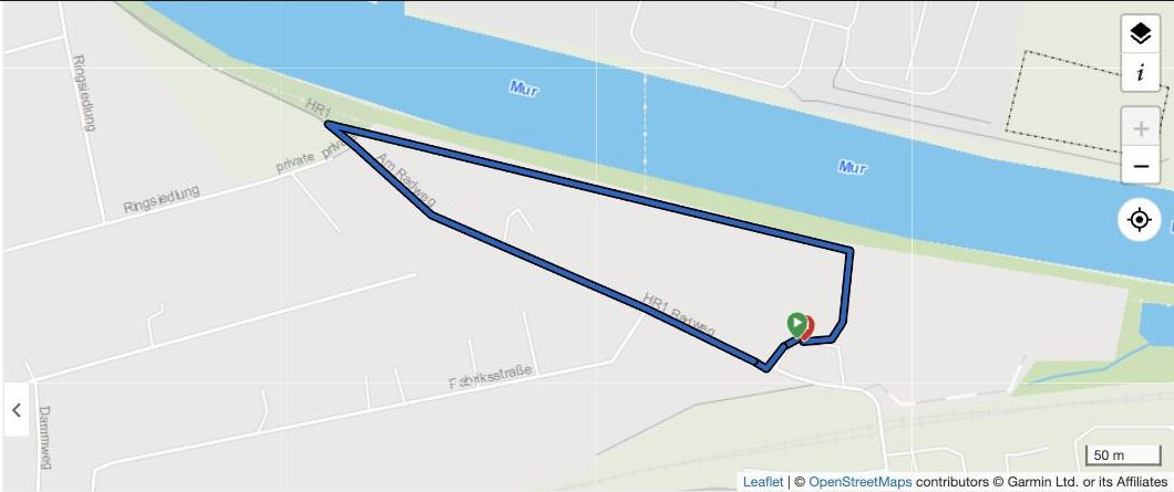 Streckenverlauf 800 m Kids Run entlang der Mur